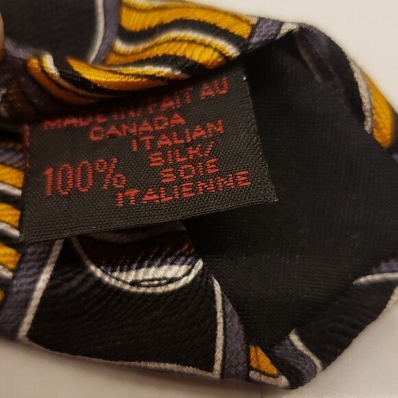 VINTAGE Chaps Ralph Lauren Men's Tie 100% Silk Gold Brown Black 4" x 56"lon - Picture 5 of 6